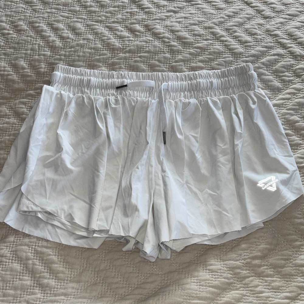 White Flowy Athletic Shorts